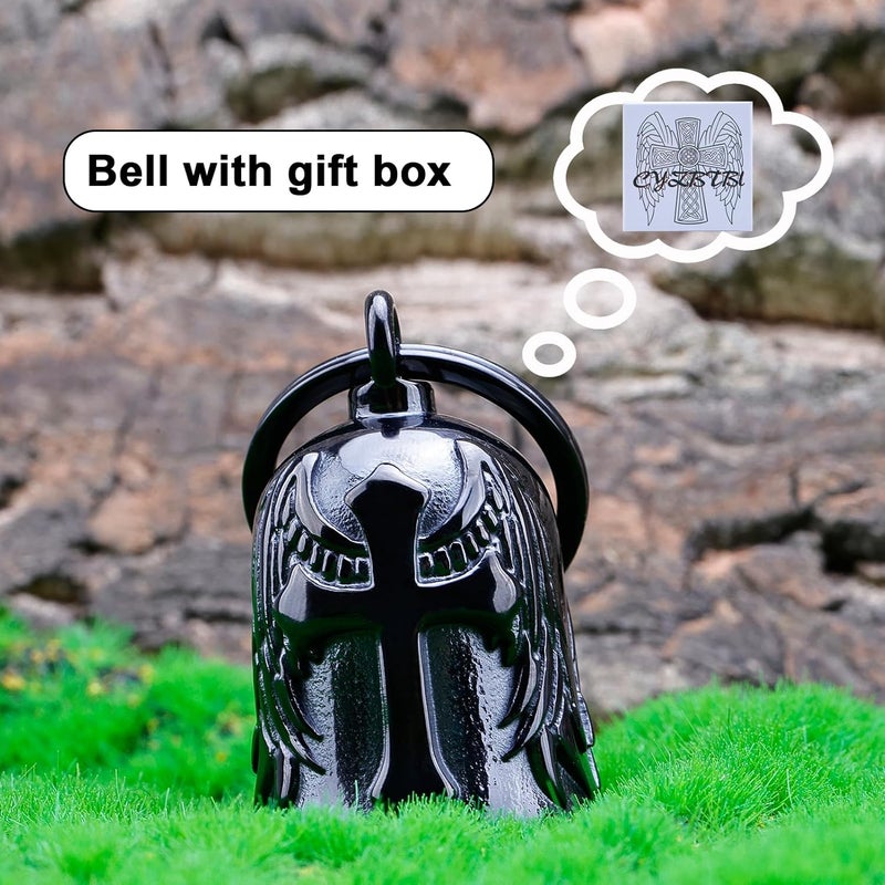 CYZBTBl Motorcycle for Bells - Motorcycle Angel Bell for Men Women,Bell Biker Accessory,Guard Riding Safety (Cross Black) - Image 5